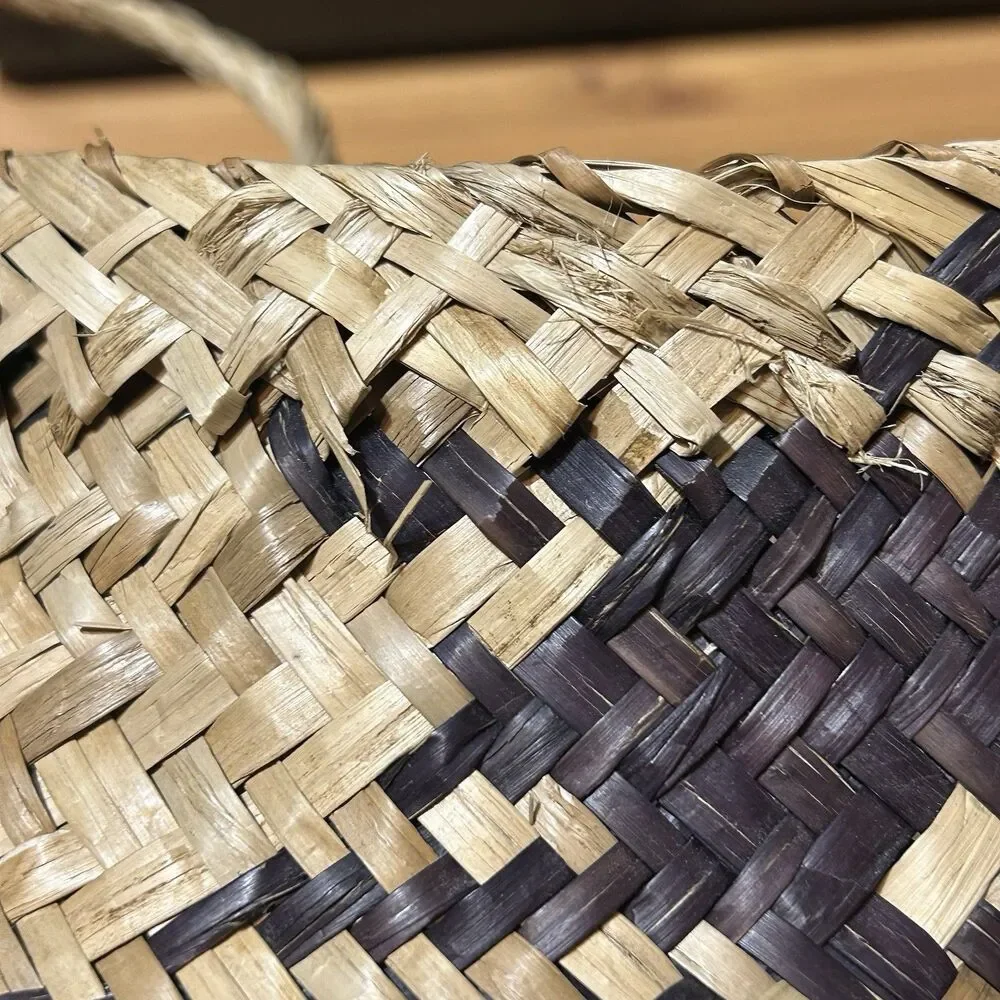 Seagrass Foldable Collapsible Woven Basket Handles Farmhouse Decor Neutral
